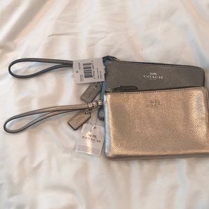 2 for 1 Coach Corner ZIP Wristlet Silver and Gold